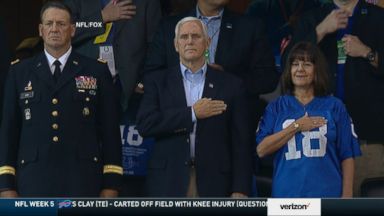 Pence walks out of stadium