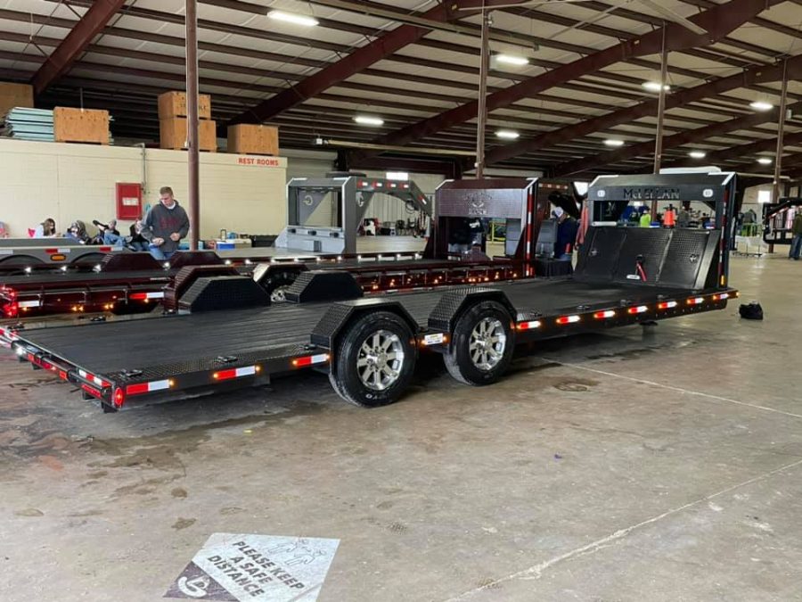 The+trailer+for+the+Ag+Mech+show+is+lined+up+with+the+competition+at+the+San+Antonio+Ag+Mechanics+Show.+The+students+will+compete+in+Houston+as+well.