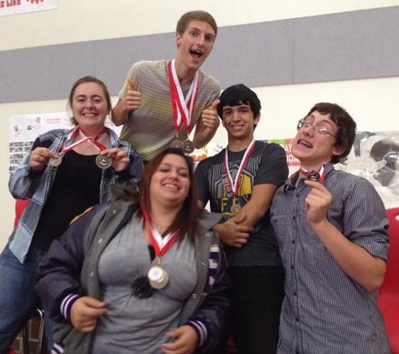 Members of the speech team who competed in the novice speech meet in Groesbeck show off the medals they earned in different events. Competitors included (clockwise from top) Preston Mosley, Junior Francisco, Ryan Slatter, Erica Rios, and Abby Smith. 