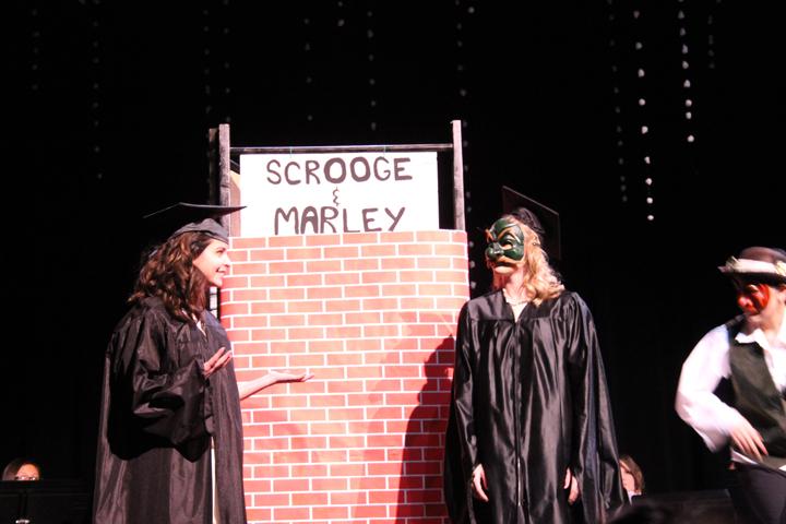 Scrooge was the focus of A Comedia Carol, the twist on a classic performed by the theater group last Saturday.