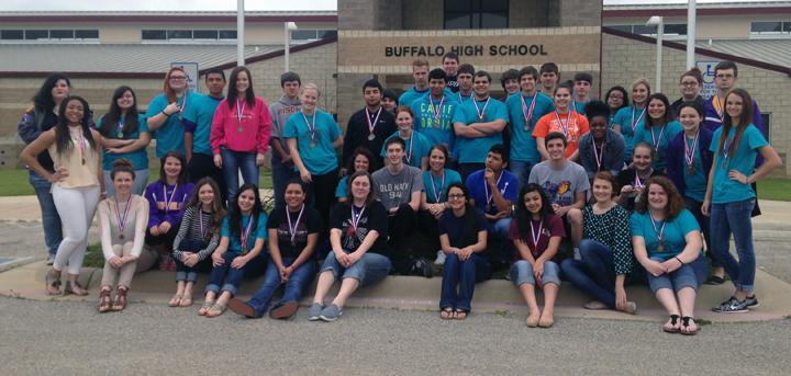 The UIL academic students show off their medals from district competition. OAP and CX points are included in the district totals. 