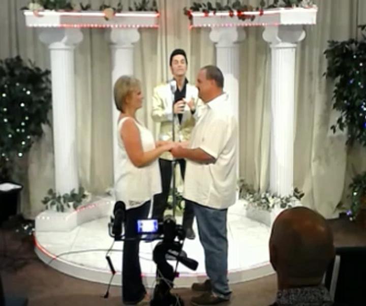 Teachers Jeff and Katie Villarreal were married by an Elvis impersonator in Vegas this summer. 