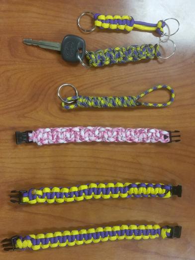 The Robotics Team is hand making bracelets and key chains to help raise money for competition.