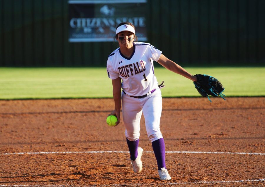 Senior Iris Valles focuses on her form as she pitches a game against Franklin.