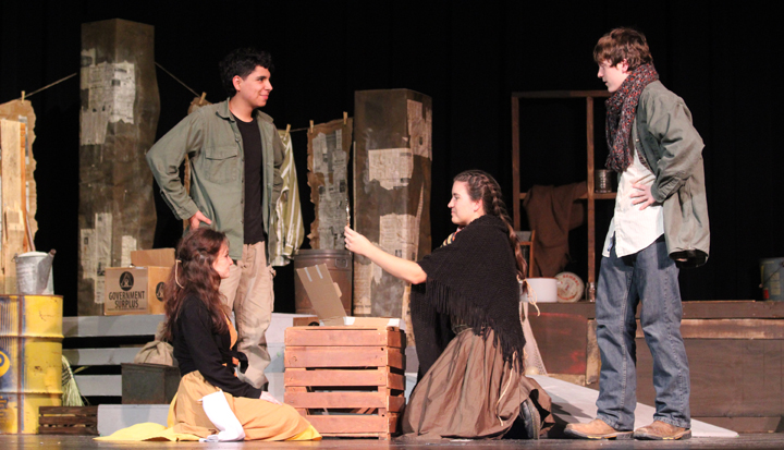 Ashley White, Omar Almeida, Nicollette Arabie and Billy Duncan perform a scene from the OAP House  Full of  Letters.