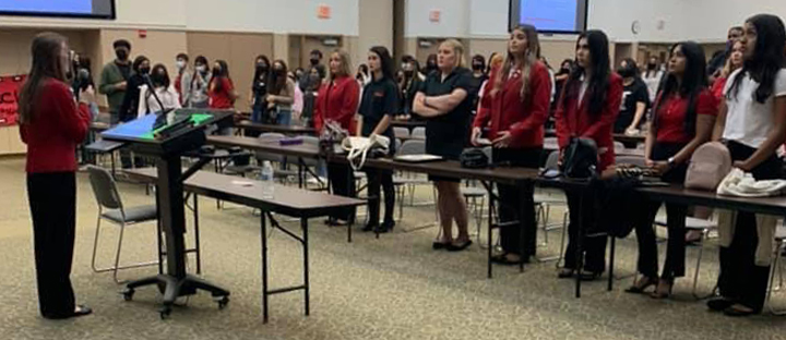 FCCLA members recite the creed at the closing ceremony of their leadership conference last week. Students will take what they learned and use it to improve their projects this year. 