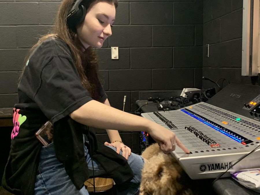 A new light and sound system in the auditorium left theater students with a lot of new techniques to learn. Senior Ashley White checks out the new sound system.