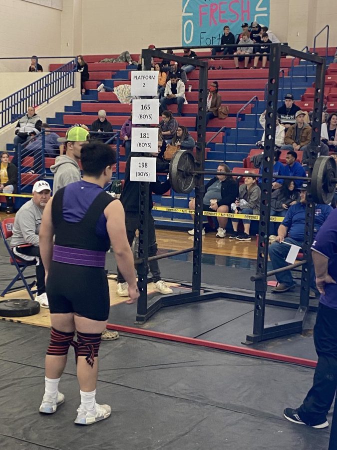 Junior Christian Martinez gets ready to lift at the Elkhart competition.