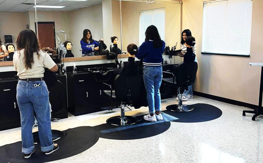 The cosmetology class started their year off in a new classroom with all new equipment. 
