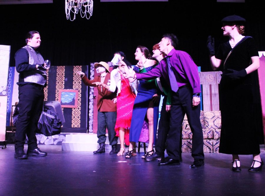 The cast of blackmail victims shout at Mr. Boddy, played by sophomore Johnny Clements, just before Boddy is murdered.