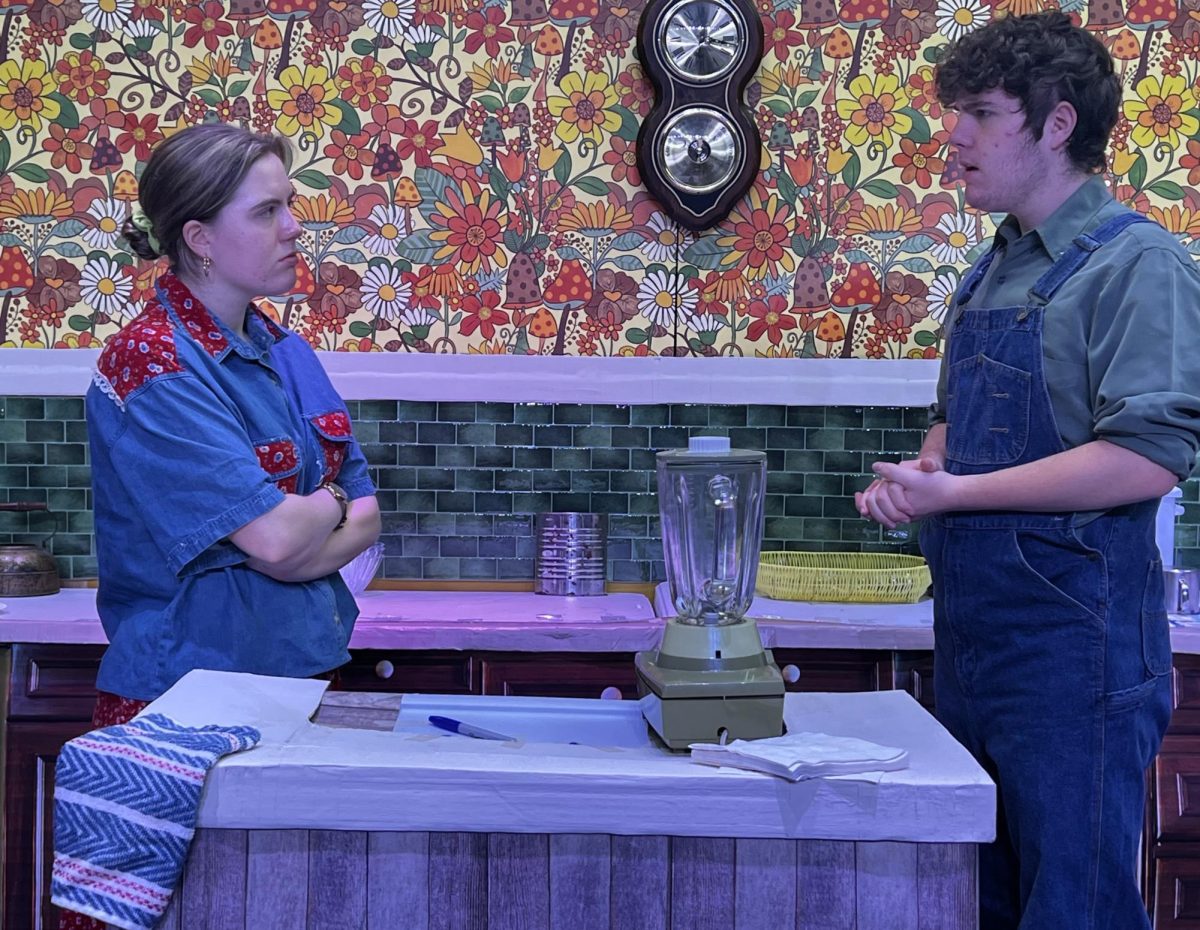 Senior Ashtyn Barzda and sophomore Kaleb Barzda act during one of the tenser scenes in the play. There were lots of laughs, but some tender moments as well.